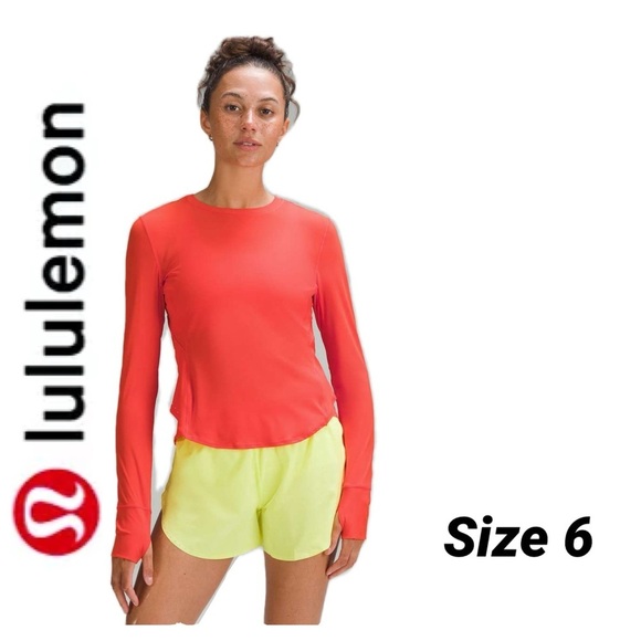 lululemon athletica Tops - Lululemon UV Protection Fold-Over Running Long-Sleeve Shirt Solar Orange size 6‌